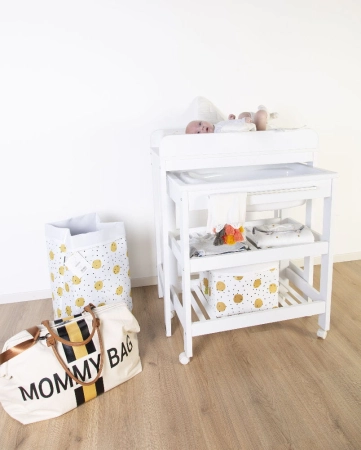 Childhome Torba Mommy Bag Paski Czarno-Złote