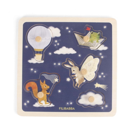 Filibabba Drewniane puzzle sensoryczne Little Adventurers
